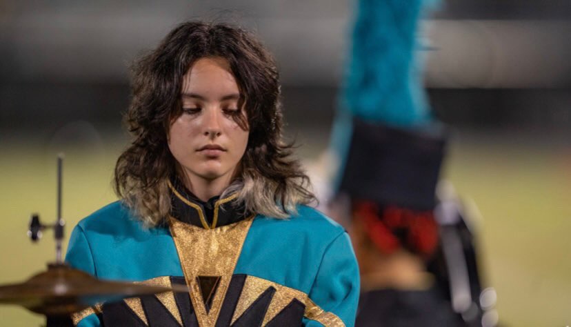 Sophomore Axel Axel performing in the Sunlake Band