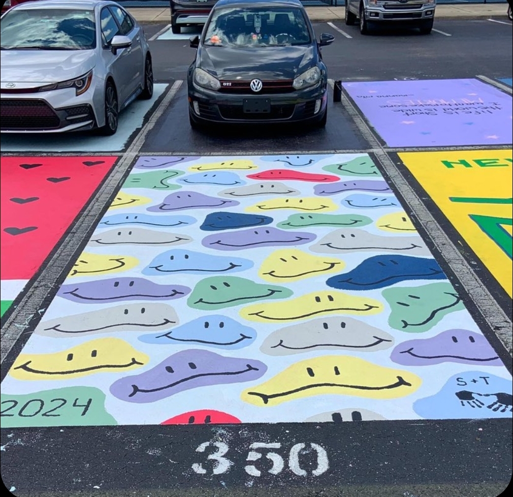 Stefany Mirandas creative and colorful parking spot for her senior year.
