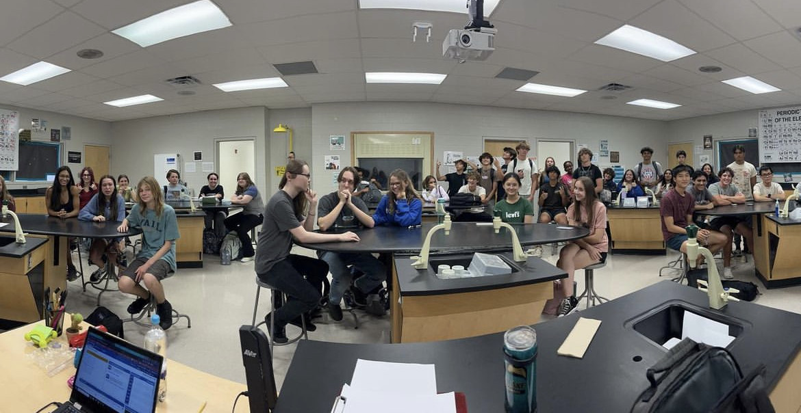 Students gathered for the first Science National Honors Society club meeting. Hosted in Mrs. Latimores class.