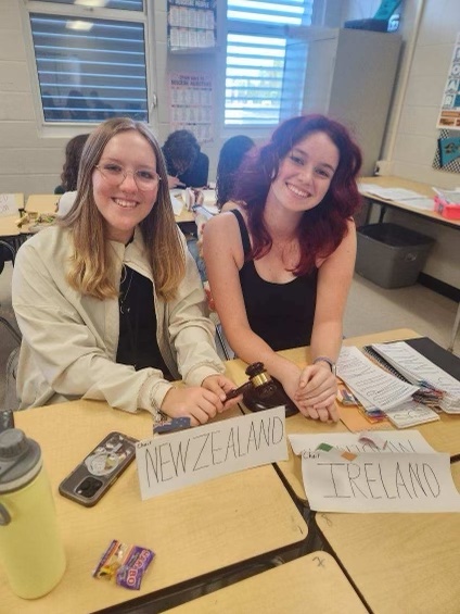 Sophomore Sadey Mathis (left) and sophomore Sarah Cummings lead the Model UN club at Sunlake. 