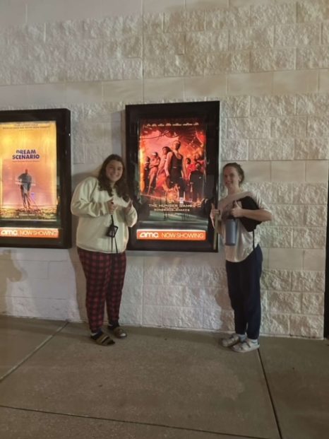 Senior Gabriela Carrioni with a friend at the movie theaters. She watched the new Hunger Games movie.