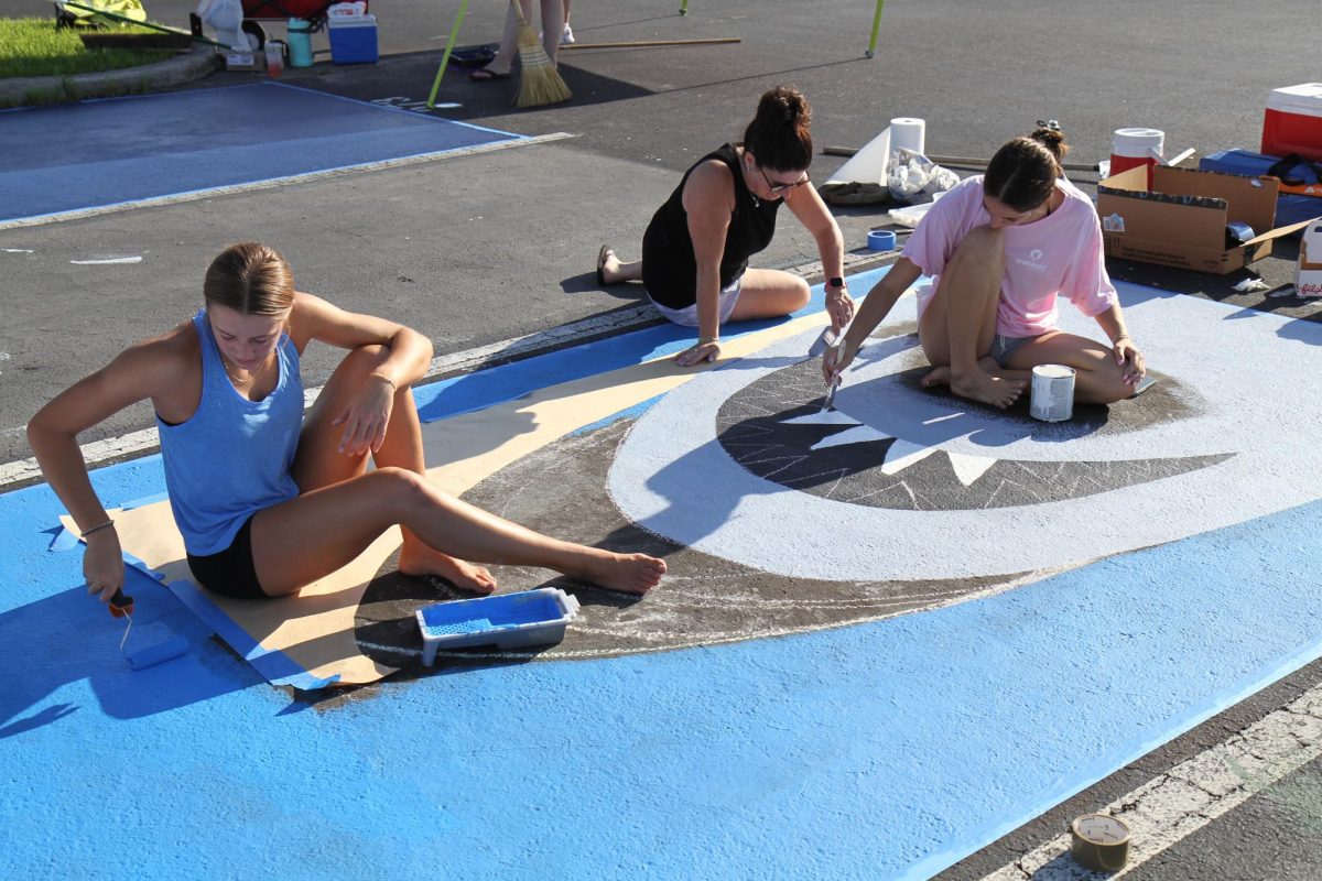 Senior Addison Titchner painting a shark on her parking spot. This task took six hours. 