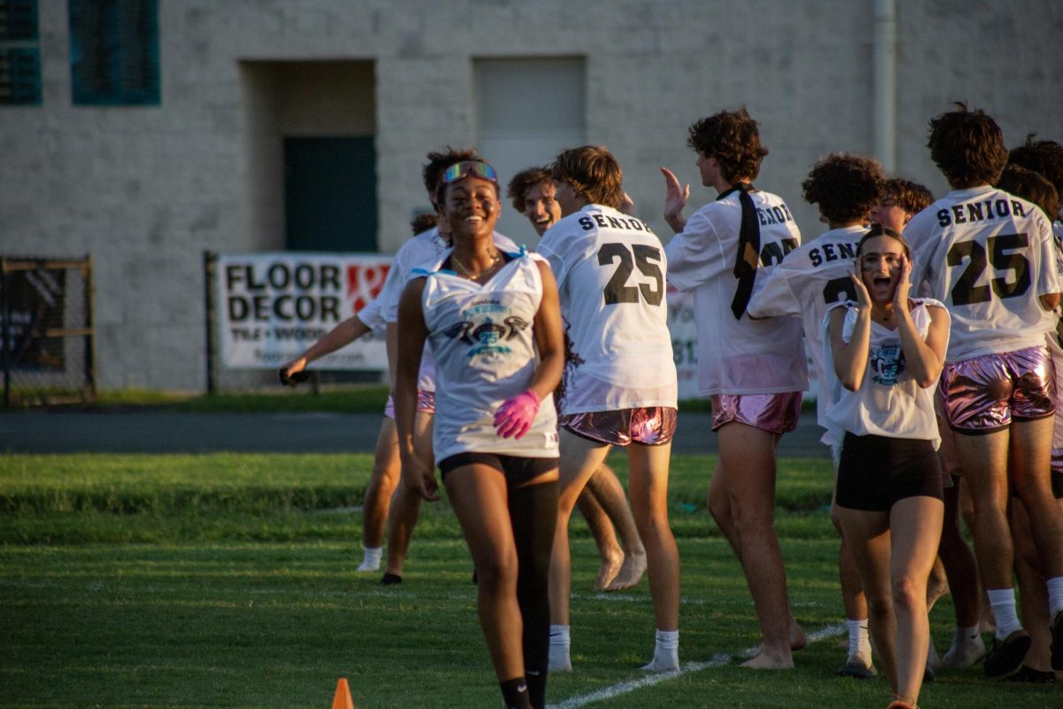 Senior Kaycie Hyde at her final Powderpuff game on the Sunlake High School field.