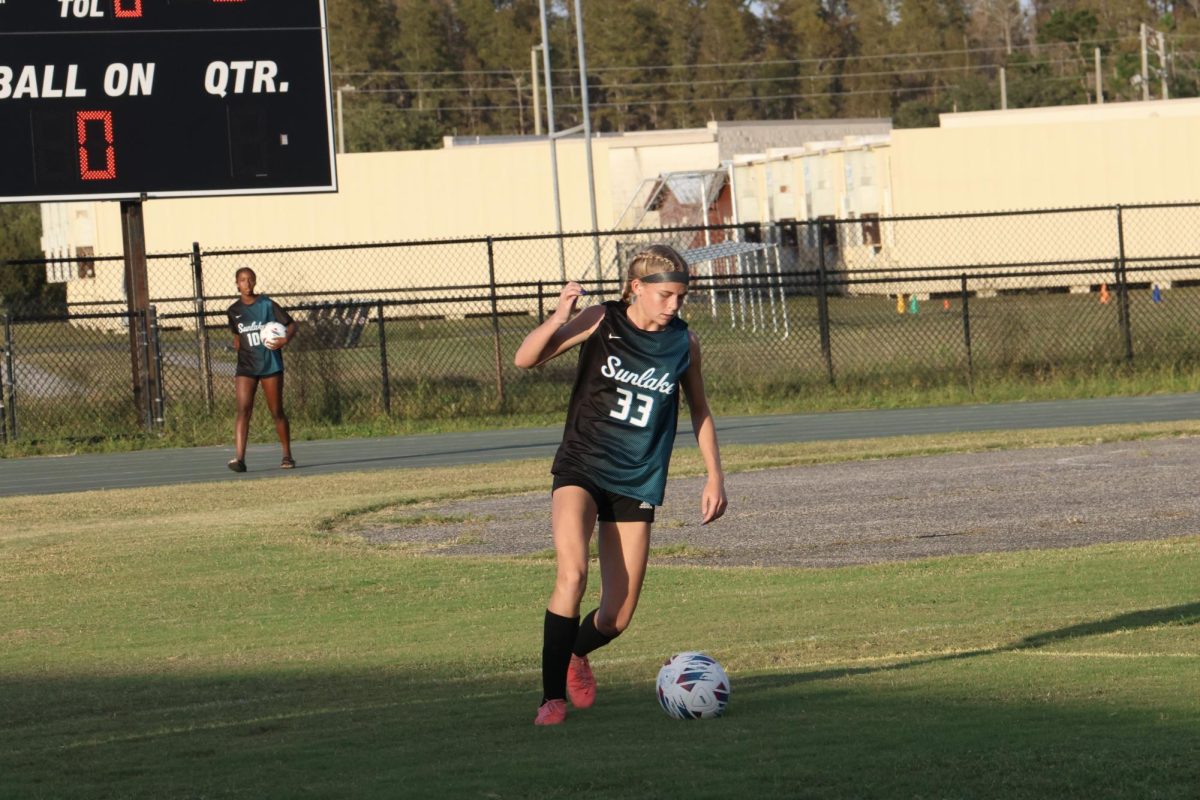 Taylor Vogt is a sophomore. This is her in the game against Land O Lakes High School.