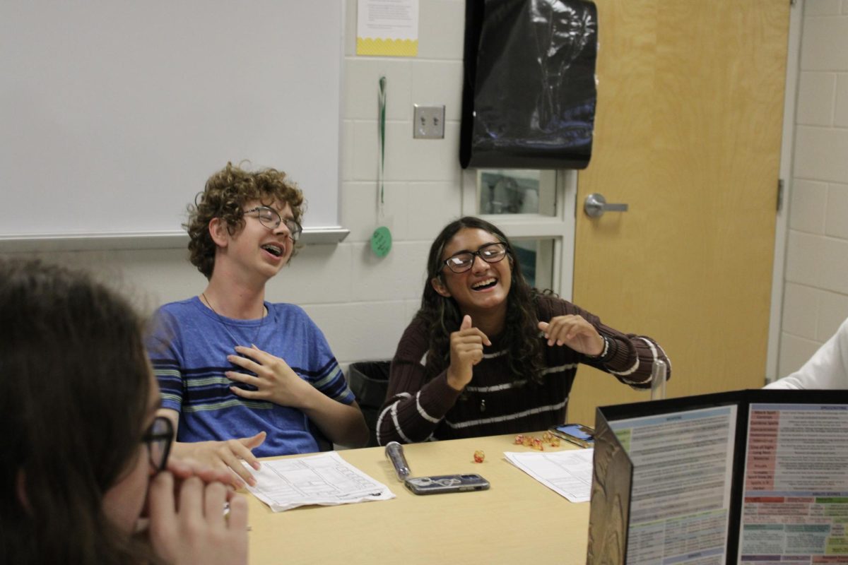 Freshman Sophia Stillitano having fun with Landon Hill after school at the Sunlake board game club.