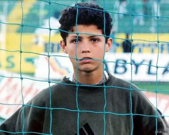 Young Cristiano Ronaldo on a soccer field