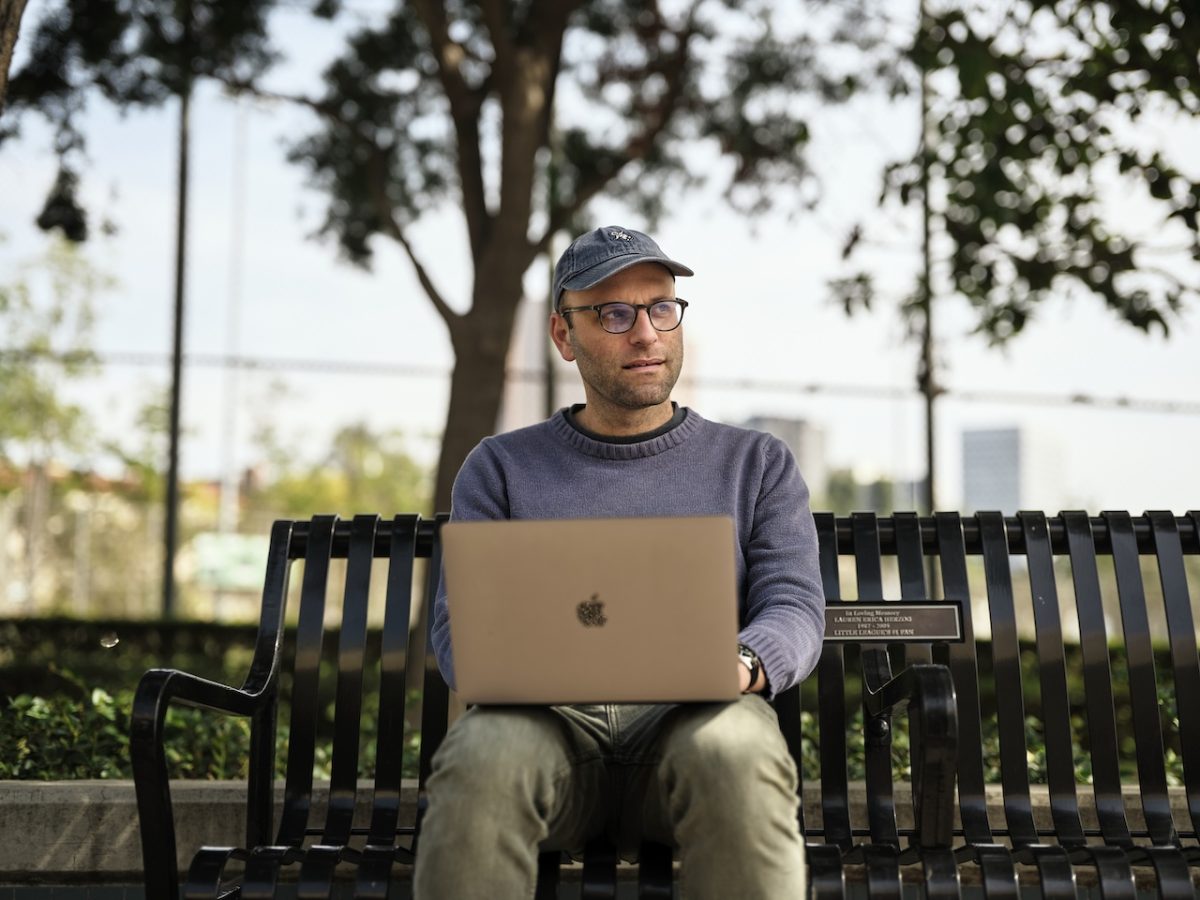 LOS ANGELES, CALIFORNIA - February 15, 2024: Raphael Bob-Waksberg, 39, poses for a portrait at La Cienega Park &amp; Community Center. CREDIT: Philip Cheung