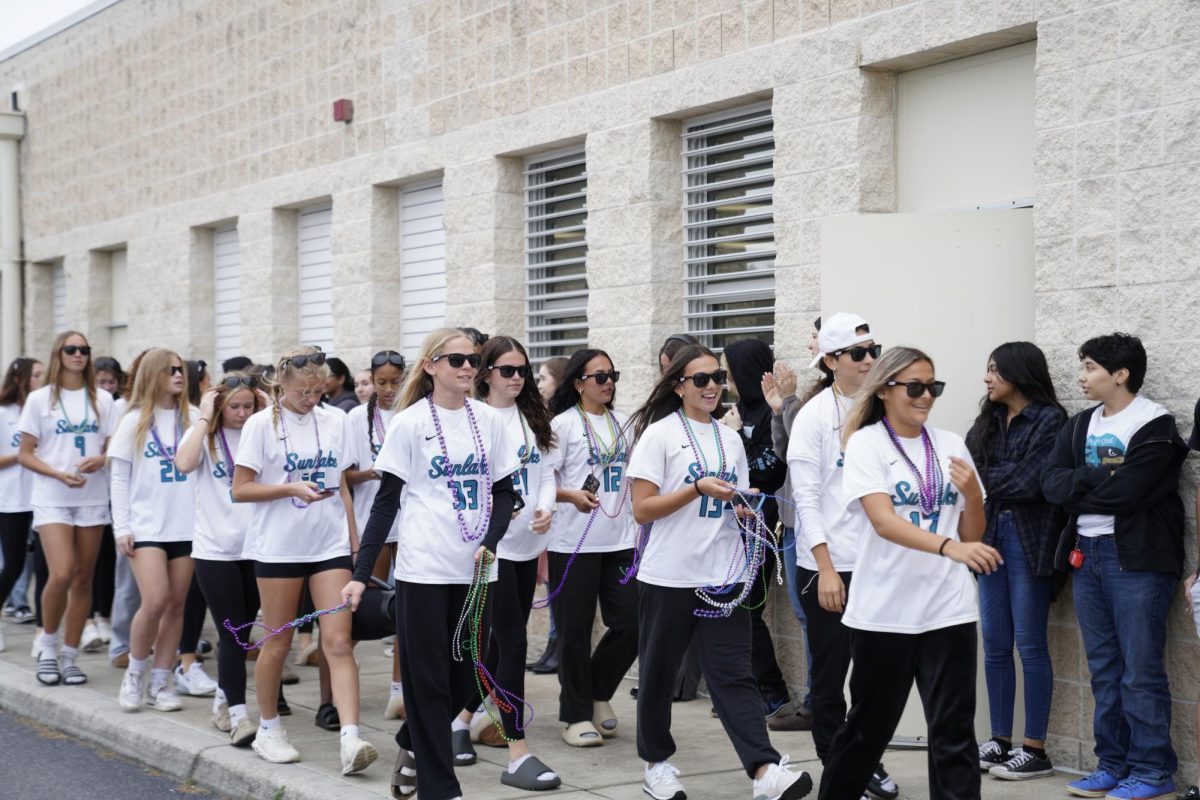 Ellie Perez walking during the clapout before the big states game!