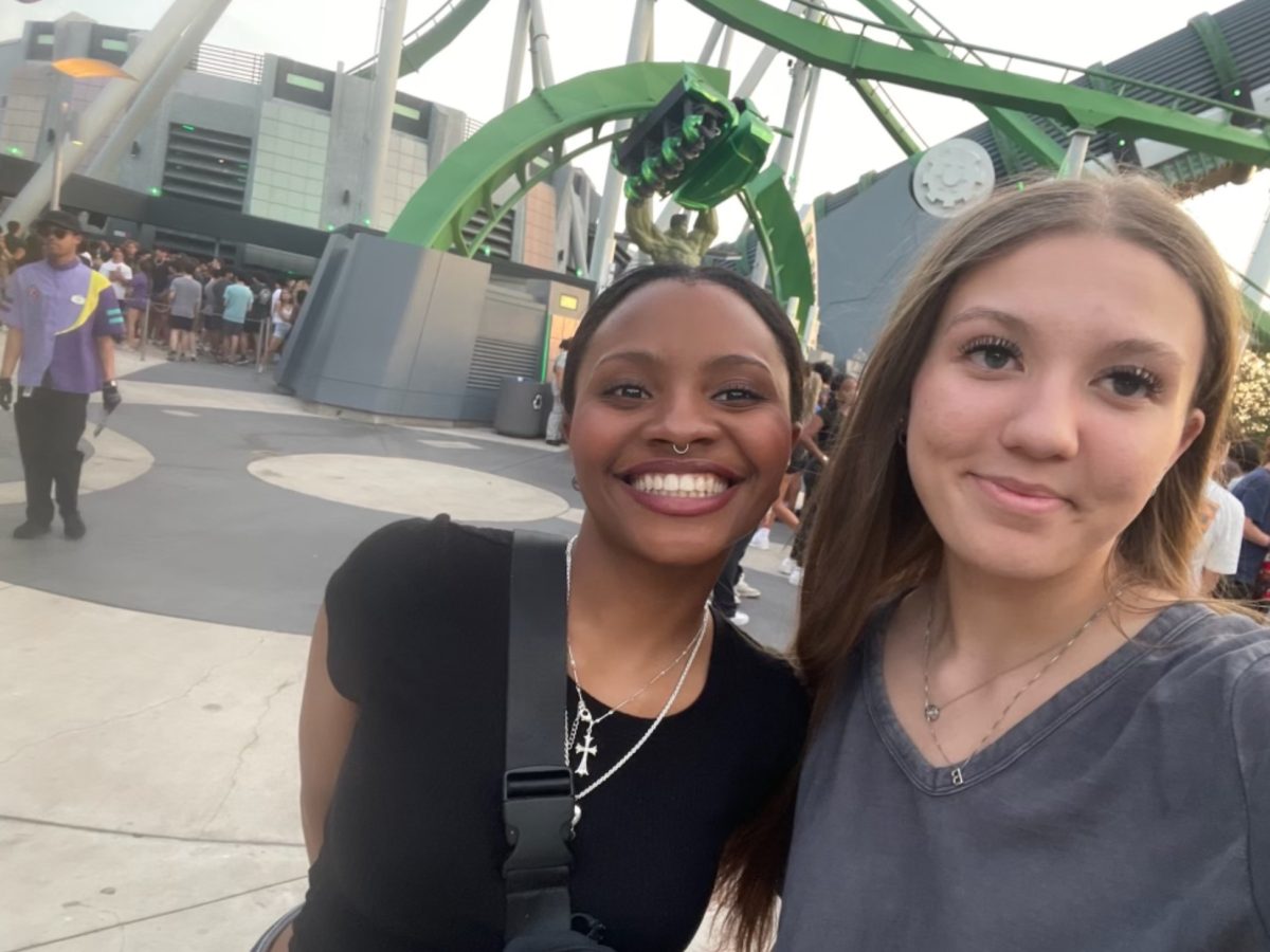 Makayla and Allyssa at universal studios for grad bash.