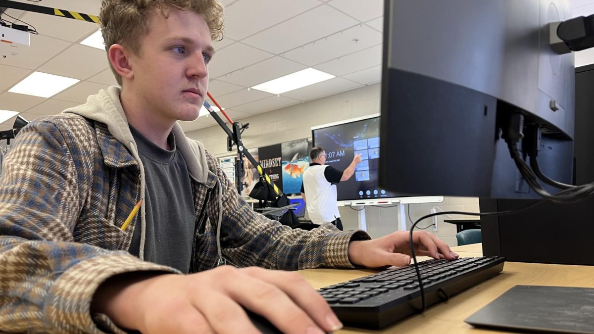 Sophomore Sean McDonald is studying during his digital design class.