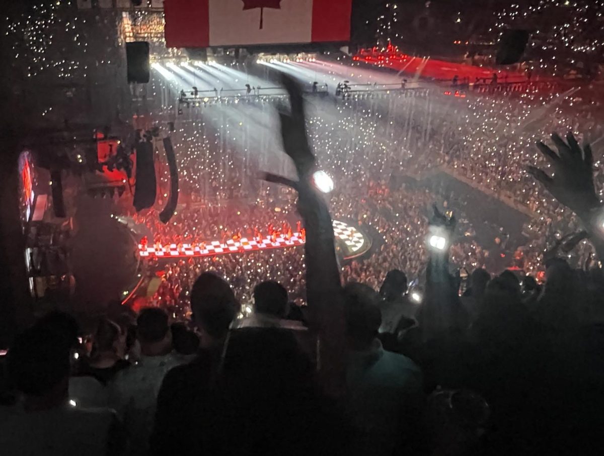 The intense crowd cheering for Lady Gaga as she sings one of her hit songs. "There was a line out the door. It was really busy." -Noelle Wilford; Junior