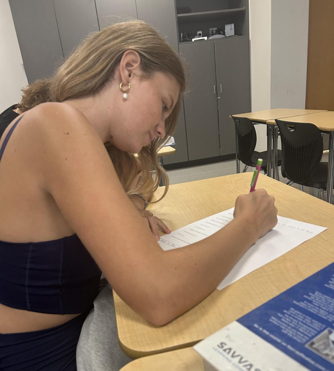 Here is Junior Natalie Dorch completing an assignment for her honors history class.  