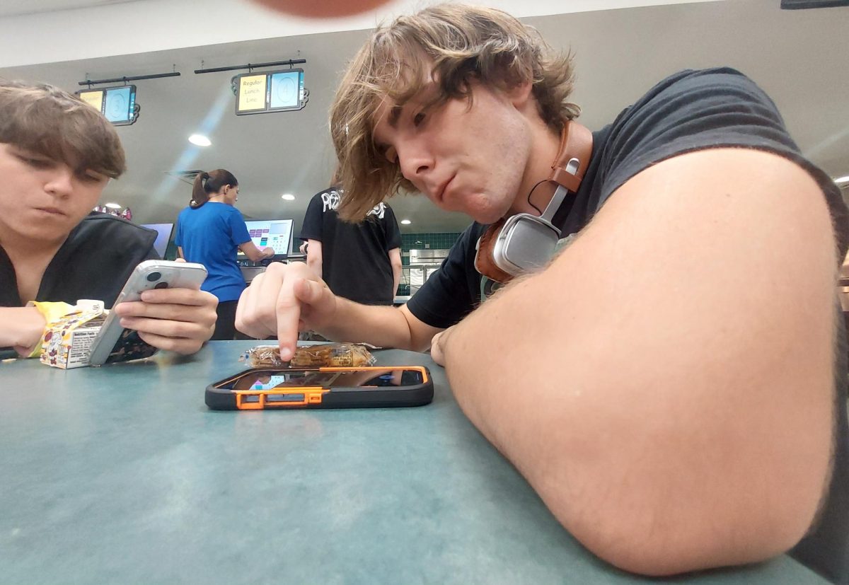 Apollo (right) is listening to his music playlist.
