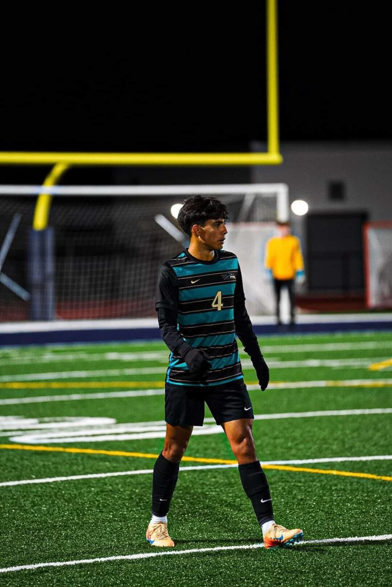Junior Aidan Soto at one of Sunlake's home games, getting ready and feeling determined to win.